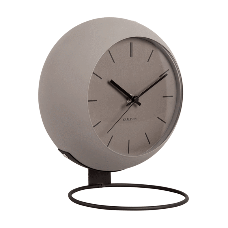 Present Time Warm Grey Table Clock Nirvana Globe